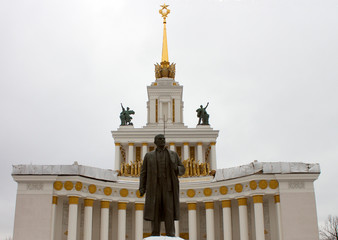 .Lenin monument in Moscow in the park 