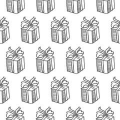 gift box seamless vector pattern isolated on white background
