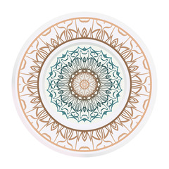 matching decorative plates. Decorative mandala ornament. Vector illustration. for interior design, circle medalion, colorful kitchen