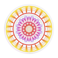 Decorative round plate with mandala from floral elements. Vector illustration. Home decor, interior design. matching decorative plates for interior design