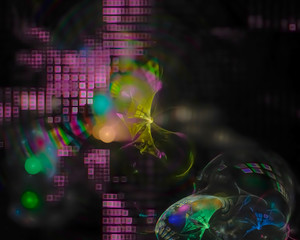 Fototapeta na wymiar abstract digital fractal, fantasy design, party
