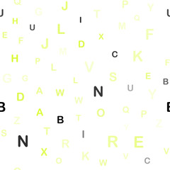 Light Green, Yellow vector seamless layout with latin alphabet.