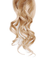 Long wavy blond hair isolated on white background