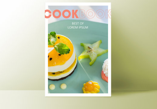 Cookbook Layout with Blue and Coral Accents