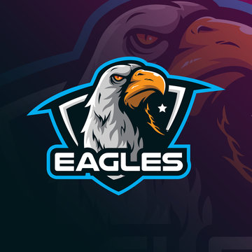 eagle mascot logo design vector with modern illustration concept style for badge, emblem and tshirt printing. eagle illustration for sport team.