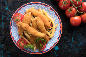 Chicken frites with potato chips