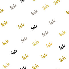 Dark Yellow vector seamless texture with selling simbols.