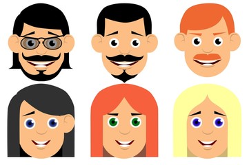 Set of avatars. Flat icons. Characters for web.