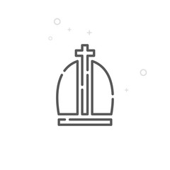 Christian Crown Vector Line Icon, Symbol, Pictogram, Sign. Light Abstract Geometric Background. Editable Stroke