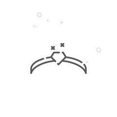 Diamond Tiara Vector Line Icon, Symbol, Pictogram, Sign. Light Abstract Geometric Background. Editable Stroke