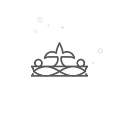 Diamond Tiara Vector Line Icon, Symbol, Pictogram, Sign. Light Abstract Geometric Background. Editable Stroke