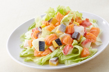 Delicious Japanese food, fish sashimi salad