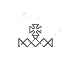 Fototapeta premium Christian Crown Vector Line Icon, Symbol, Pictogram, Sign. Light Abstract Geometric Background. Editable Stroke
