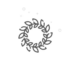 Caesar's Crown of Leaves Vector Line Icon, Symbol, Pictogram, Sign. Light Abstract Geometric Background. Editable Stroke