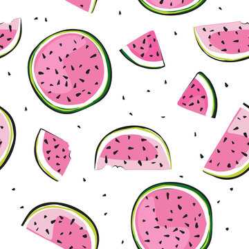 Vintage watermelon Pattern, great design for any purposes. Watermelon fruit vector. Nature wallpaper. Vitamin nutrition. Food texture. Melon background. Exotic fabric wallpaper.