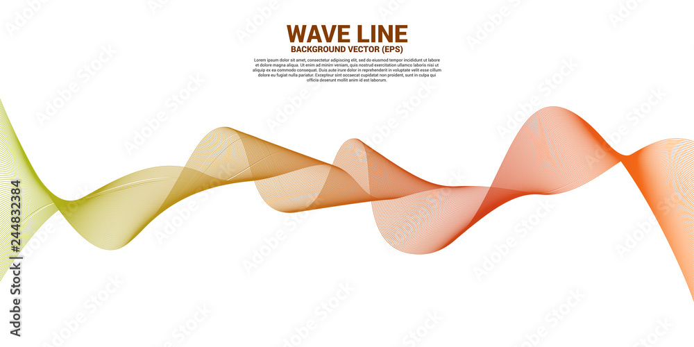 Poster green blue sound wave line curve on white background. element for theme technology futuristic vector