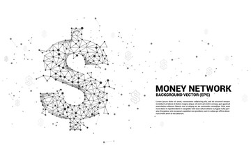 Fototapeta na wymiar Vector money dollar icon from Polygon dot connect line. Concept for financial network connection.