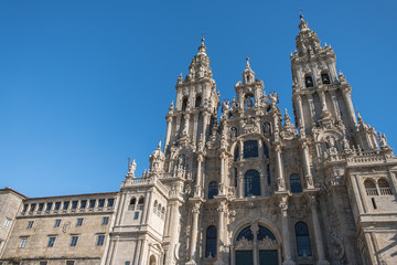 Fototapeta na wymiar Fachada del Obradoiro, Catedral de Santiago de Compostela. Patrimonio de la Humanidad. Galicia, Epaña.