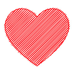 Scribbled red heart. Isolated vector illustration on white background.