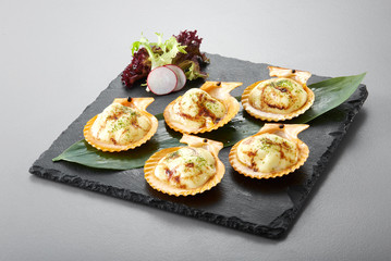 Japanese food, grilled scallop with Teriyaki sauce

