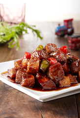 Delicious Chinese food, eggplant in braised sauce