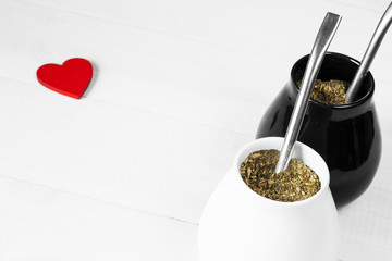 Yerba mate with heart. Valentine's day concept