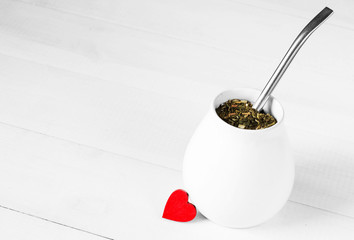 Yerba mate with heart. Valentine's day concept