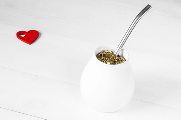 Yerba mate with heart. Valentine's day concept