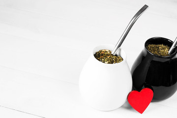 Yerba mate with heart. Valentine's day concept