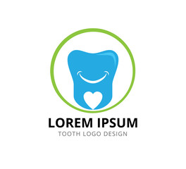 smile tooth dental health care minimalist style with heart shape root vector icon logo design
