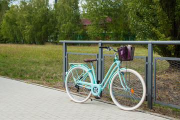 Fototapeta premium Retro Dutch bike near the iron fence