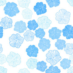 Light BLUE vector seamless natural background with flowers.