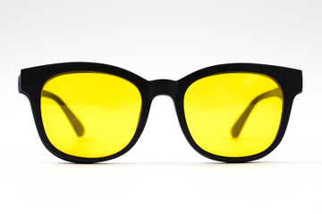 aviator yellow sunglasses isolated on white