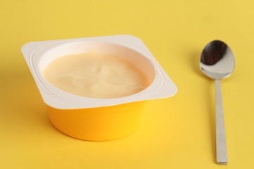 custard packed in plastic container