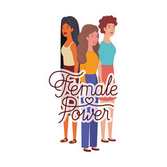 women with label female power character