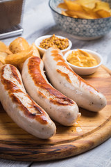 German sausages with mostard and fried potato