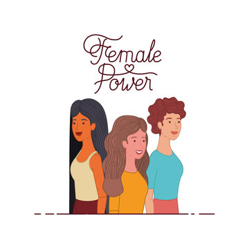 women with label female power character