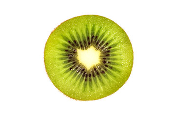 Slice kiwi fruit isolated on white background.