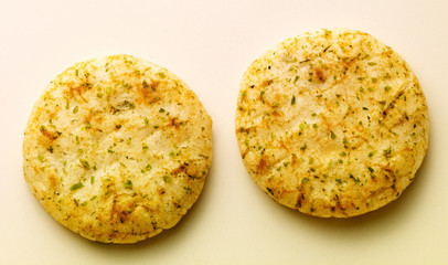 Crisp biscuits on a white background
