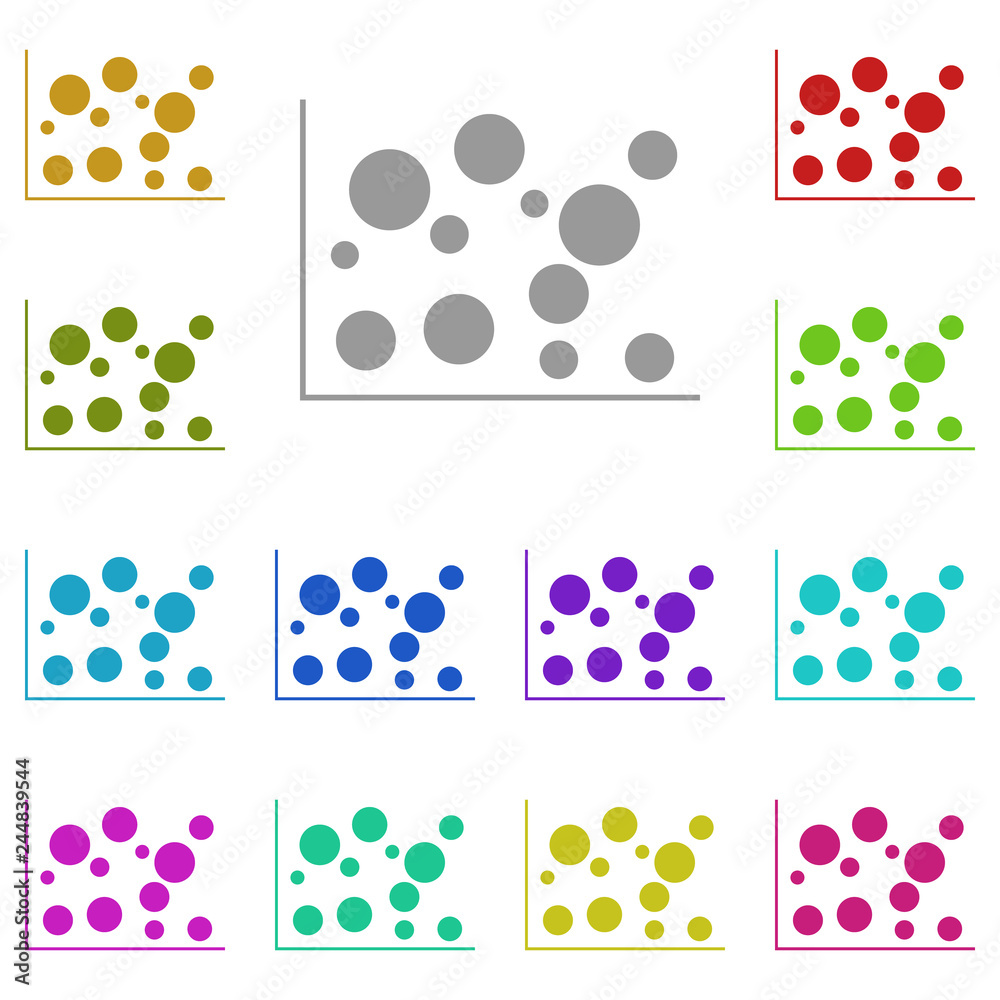 Poster bubble chart icon in multi color. simple glyph, flat vector of charts and diagrams icons for ui and 