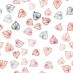 Dark Green, Red vector seamless doodle backdrop with leaves.
