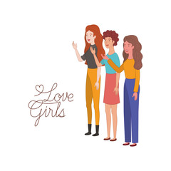 women with label love girl character