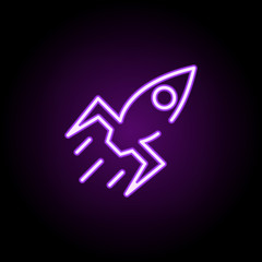 rocket icon. Elements of startups in neon style icons. Simple icon for websites, web design, mobile app, info graphics