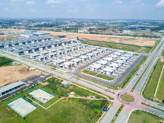 Aerial view of residential houses.