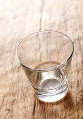 Close-up empty glasses on the table