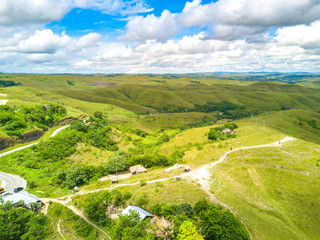 Aerial view of sidehill at Sumba Island, Indonesia