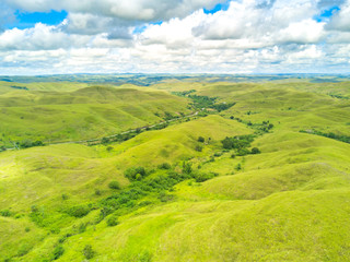 Obraz premium Aerial view of sidehill at Sumba Island, Indonesia