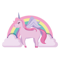 Fototapeta premium Cute unicorn and rainbow design