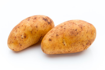 A bio russet potato isolated white background.