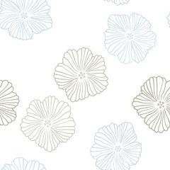 Light Blue, Yellow vector seamless doodle background with flowers.